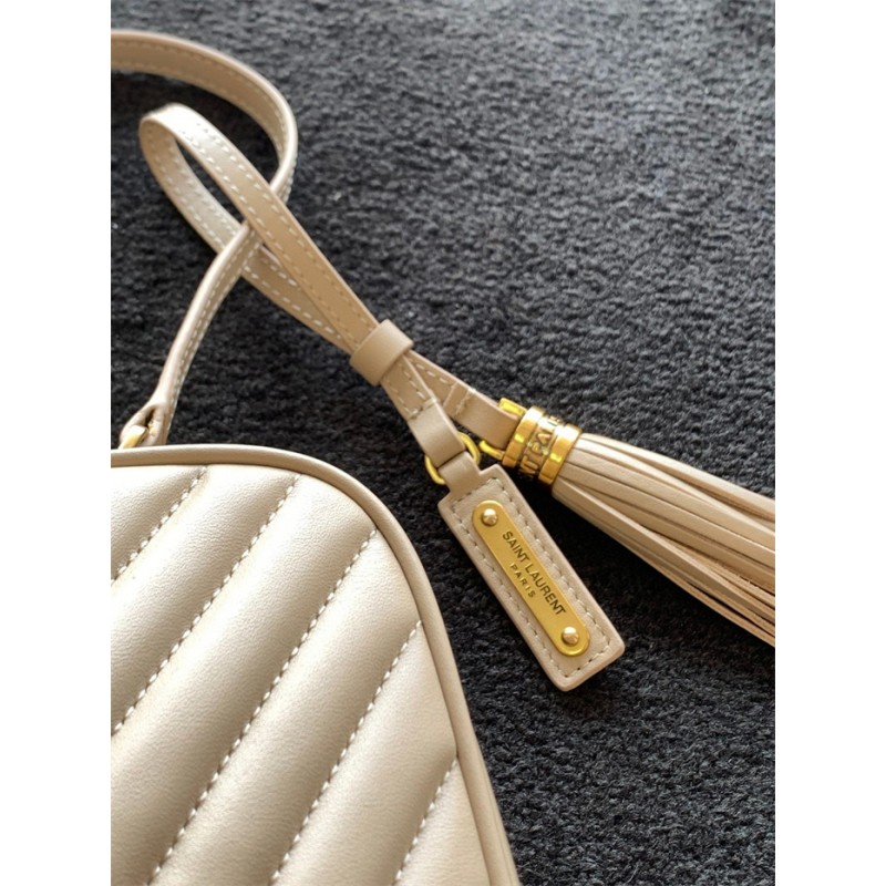 Saint Laurent YSL Lou Camera Bag in Quilted Leather Beige