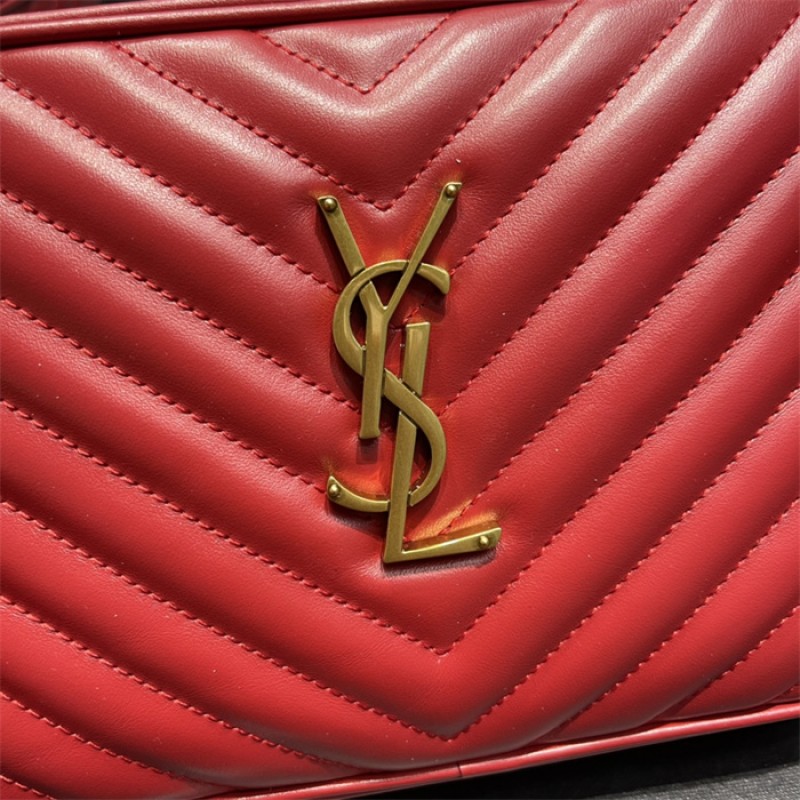 Saint Laurent YSL Lou Camera Bag in Quilted Leather Red