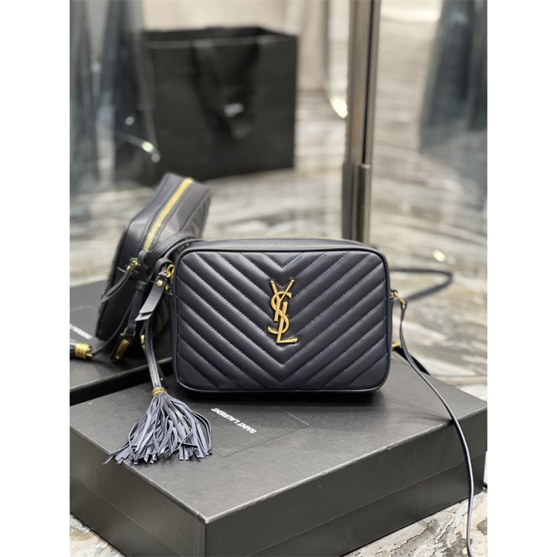 Saint Laurent YSL Lou Camera Bag in Quilted Leather Blue