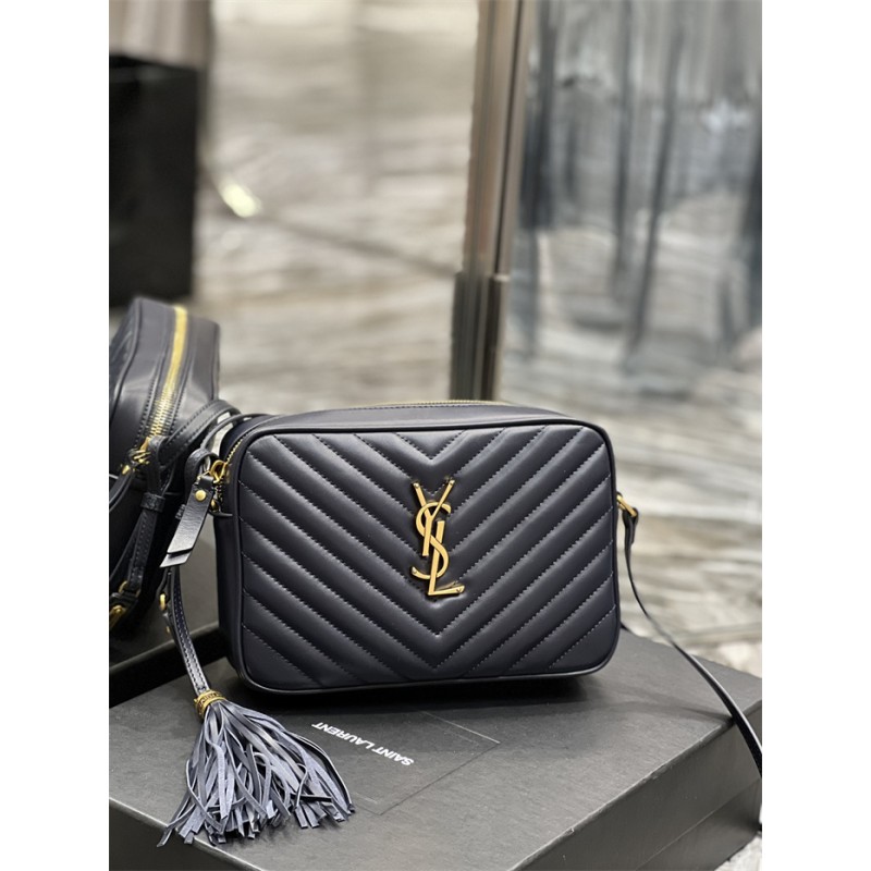 Saint Laurent YSL Lou Camera Bag in Quilted Leather Blue