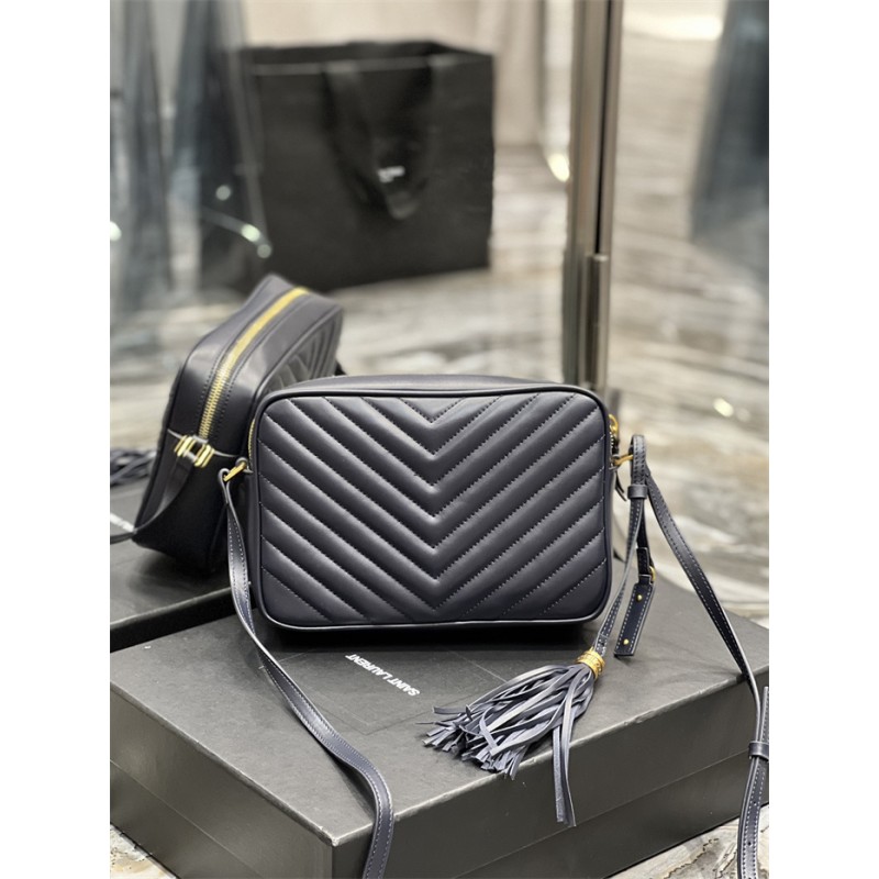 Saint Laurent YSL Lou Camera Bag in Quilted Leather Blue