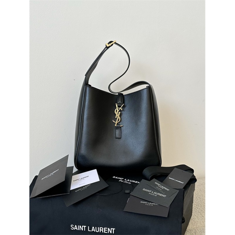 Saint Laurent Small LE 5 A 7 Supple Handbag in Grained Leather 713938AAAUQ1000
