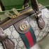 Gucci Ophidia GG mini top handle bag in beige and ebony canvas 772053 96IWG 8745