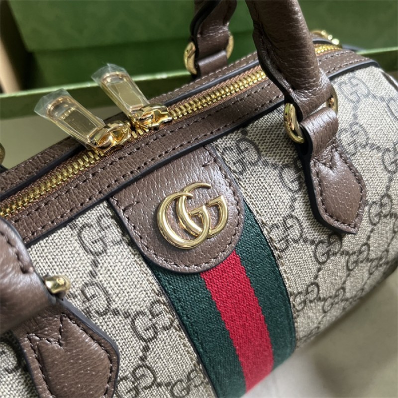 Gucci Ophidia GG mini top handle bag in beige and ebony canvas 772053 96IWG 8745