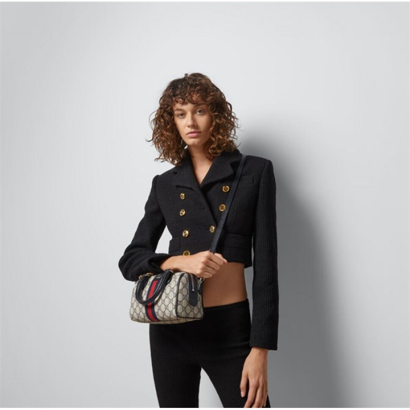 Gucci Ophidia GG mini top handle bag in beige and blue canvas 772053 96IWN 4076