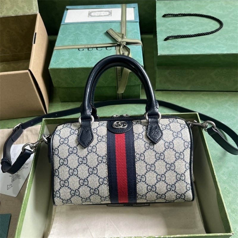 Gucci Ophidia GG mini top handle bag in beige and blue canvas 772053 96IWN 4076