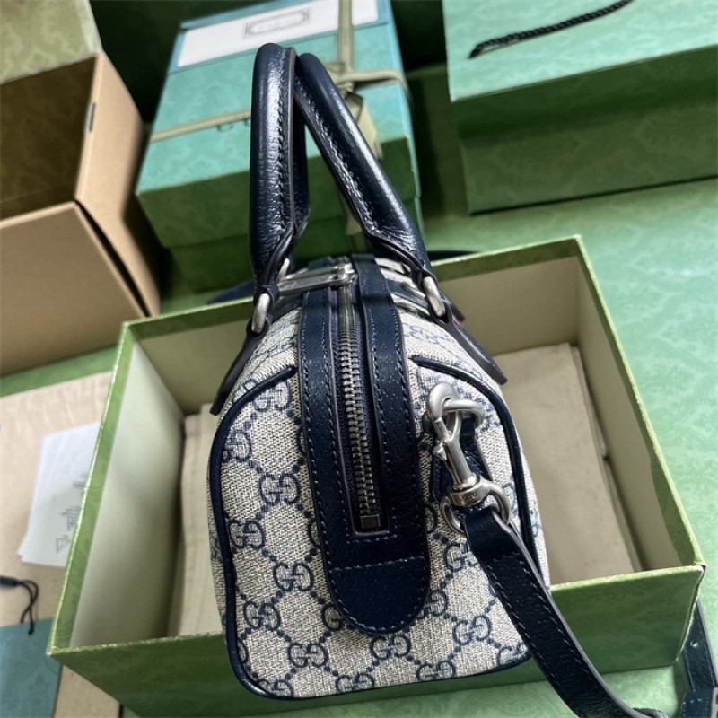 Gucci Ophidia GG mini top handle bag in beige and blue canvas 772053 96IWN 4076