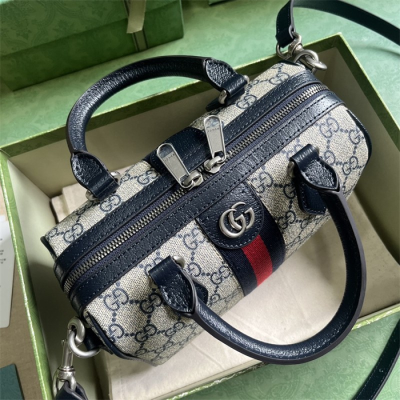 Gucci Ophidia GG mini top handle bag in beige and blue canvas 772053 96IWN 4076