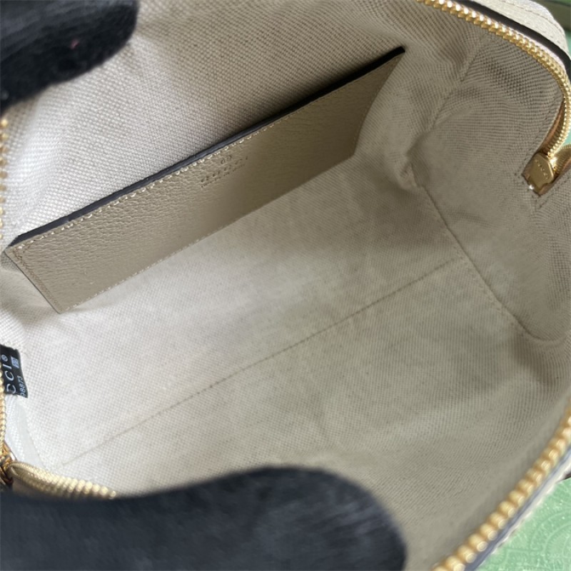 Gucci Ophidia GG mini top handle bag in beige and white canvas 772053 UULAG 9682