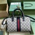 Gucci Ophidia GG small top handle bag in beige and blue canvas 772061 96IWN 4076