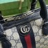 Gucci Ophidia GG small top handle bag in beige and blue canvas 772061 96IWN 4076