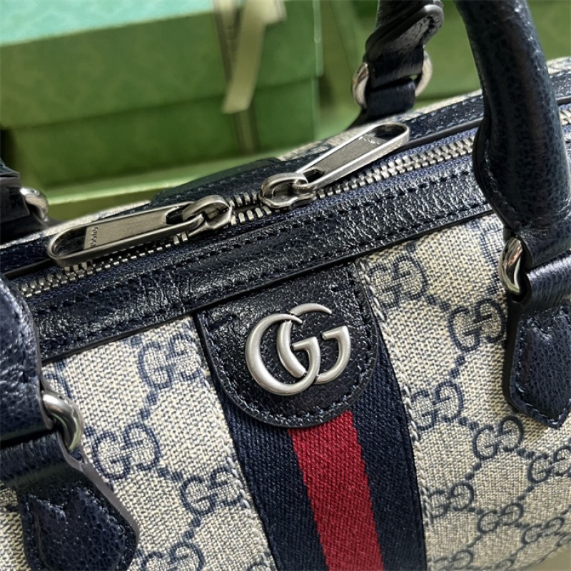 Gucci Ophidia GG small top handle bag in beige and blue canvas 772061 96IWN 4076