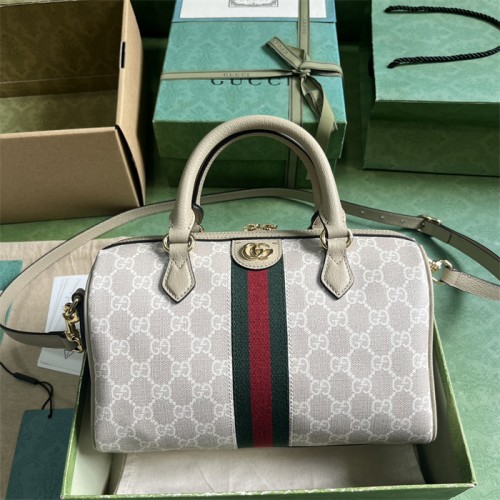 Gucci Ophidia GG small top handle bag in beige and blue canvas 772061 UULAG 9682