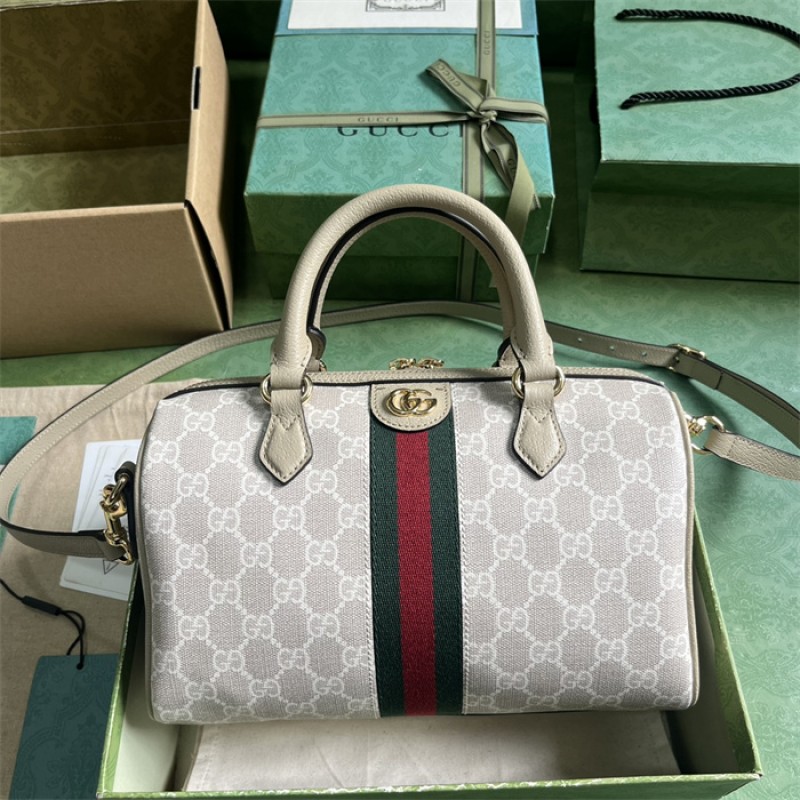 Gucci Ophidia GG small top handle bag in beige and blue canvas 772061 UULAG 9682
