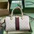 Gucci Ophidia GG small top handle bag in beige and blue canvas 772061 UULAG 9682