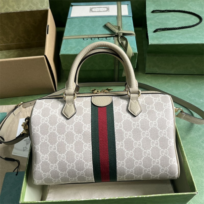 Gucci Ophidia GG small top handle bag in beige and blue canvas 772061 UULAG 9682