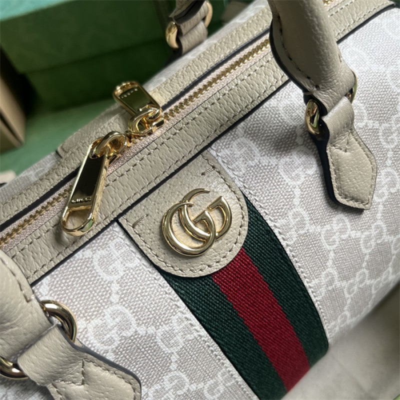 Gucci Ophidia GG small top handle bag in beige and blue canvas 772061 UULAG 9682