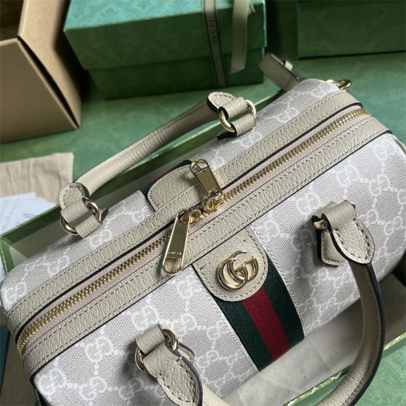 Gucci Ophidia GG small top handle bag in beige and blue canvas 772061 UULAG 9682
