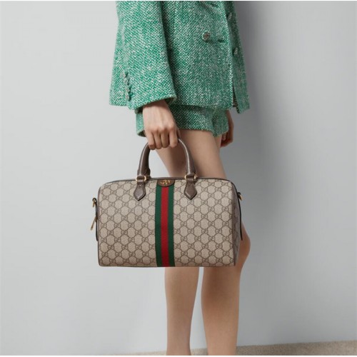 Gucci Ophidia GG medium top handle bag in Beige and ebony GG Supreme canvas 772065 96IWG 8745
