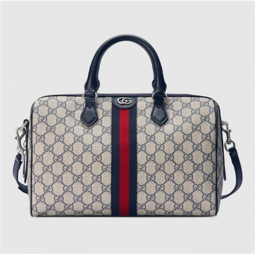 Gucci Ophidia GG medium top handle bag in Beige and blue GG Supreme canvas 772065 96IWN 4076