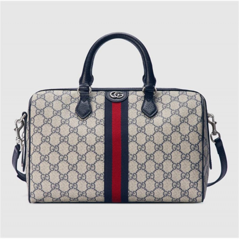 Gucci Ophidia GG medium top handle bag in Beige and blue GG Supreme canvas 772065 96IWN 4076