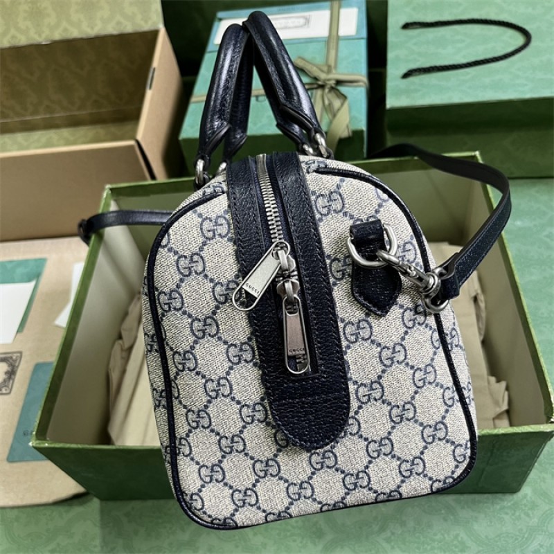 Gucci Ophidia GG medium top handle bag in Beige and blue GG Supreme canvas 772065 96IWN 4076