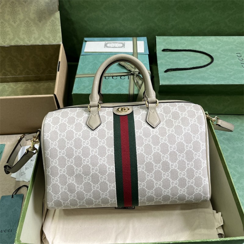 Gucci Ophidia GG medium top handle bag in Beige and white GG Supreme canvas 772065 UULAG 9682