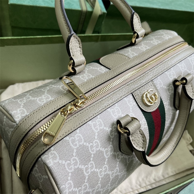 Gucci Ophidia GG medium top handle bag in Beige and white GG Supreme canvas 772065 UULAG 9682