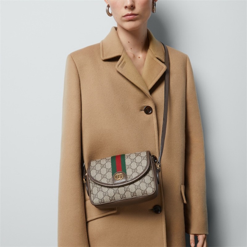 Gucci Ophidia GG mini shoulder bag in beige and ebony GG Supreme 772239 FACUJ 8745