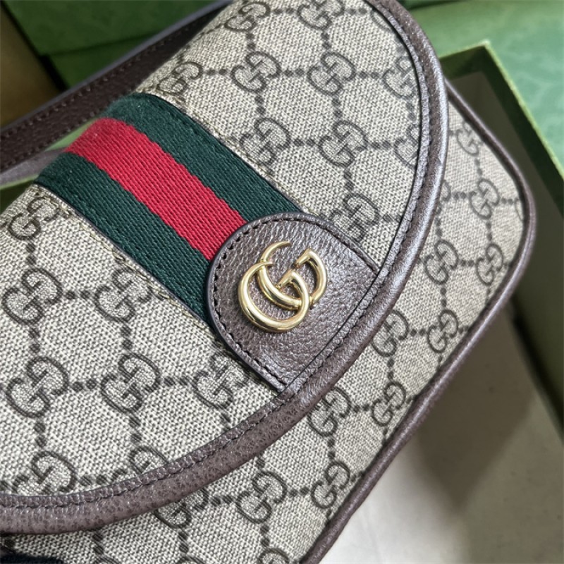Gucci Ophidia GG mini shoulder bag in beige and ebony GG Supreme 772239 FACUJ 8745