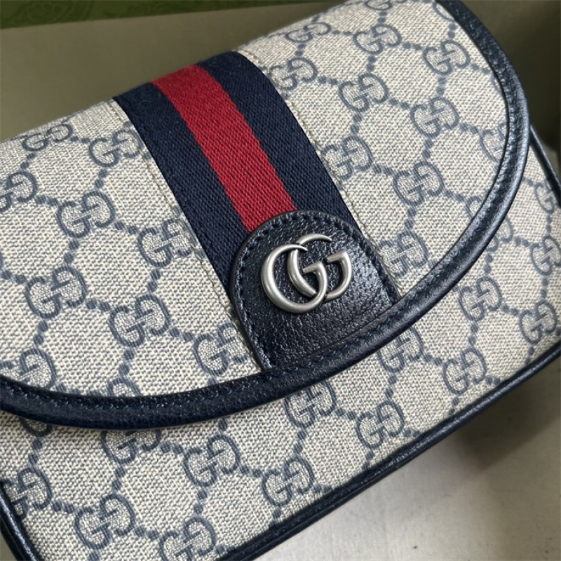 Gucci Ophidia GG mini shoulder bag in beige and blue GG Supreme 772239 FACUK 4047