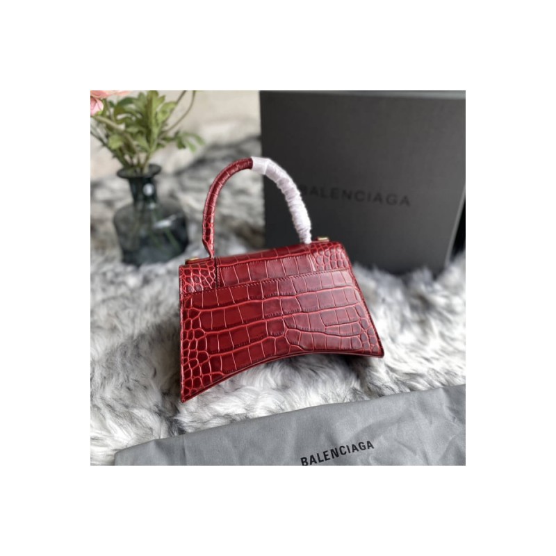 Balenciaga Hourglass S Croc-Effect Leather Tote