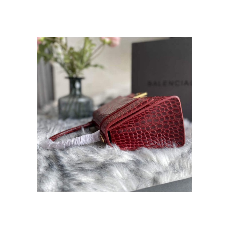 Balenciaga Hourglass S Croc-Effect Leather Tote