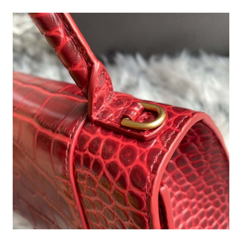 Balenciaga Hourglass S Croc-Effect Leather Tote