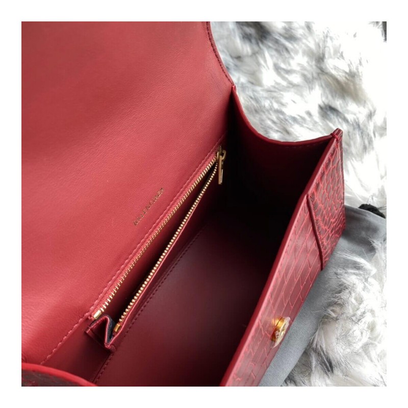 Balenciaga Hourglass S Croc-Effect Leather Tote