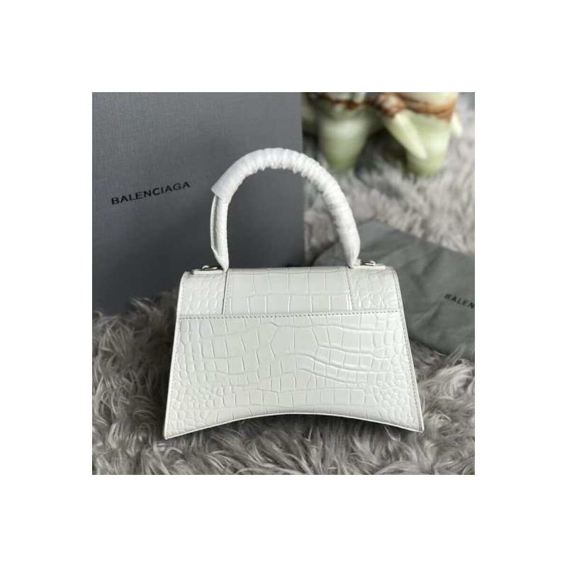 Balenciaga Hourglass S Croc-Effect Leather Tote