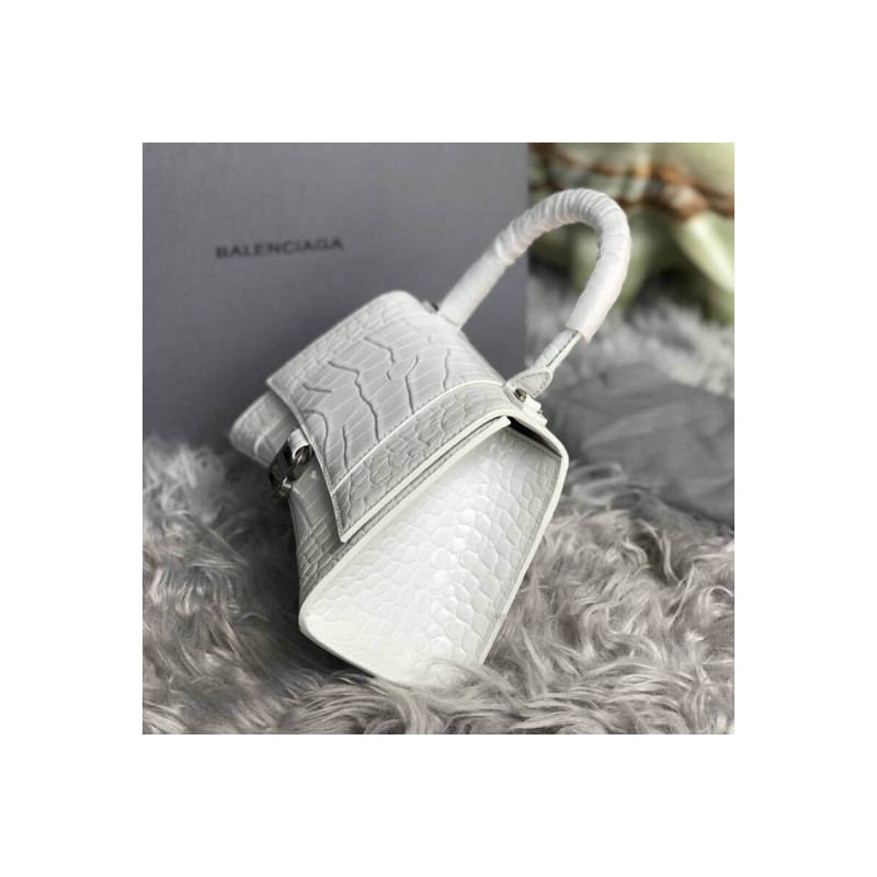 Balenciaga Hourglass S Croc-Effect Leather Tote