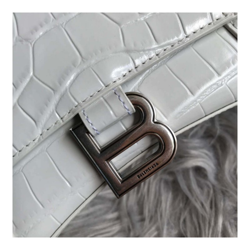 Balenciaga Hourglass S Croc-Effect Leather Tote