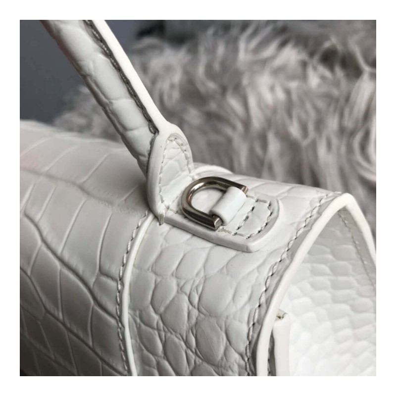 Balenciaga Hourglass S Croc-Effect Leather Tote