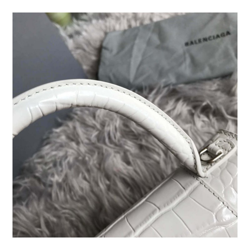 Balenciaga Hourglass S Croc-Effect Leather Tote
