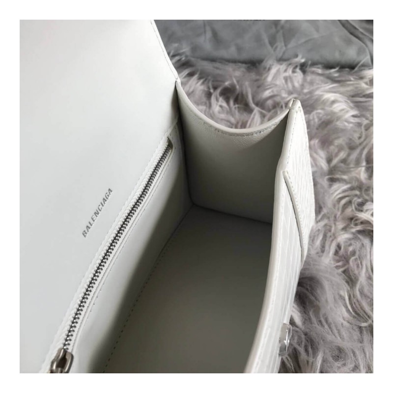 Balenciaga Hourglass S Croc-Effect Leather Tote