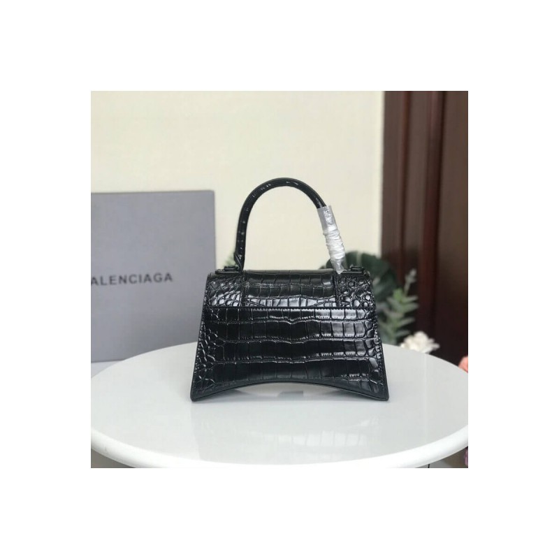 Balenciaga Hourglass S Croc-Effect Leather Tote