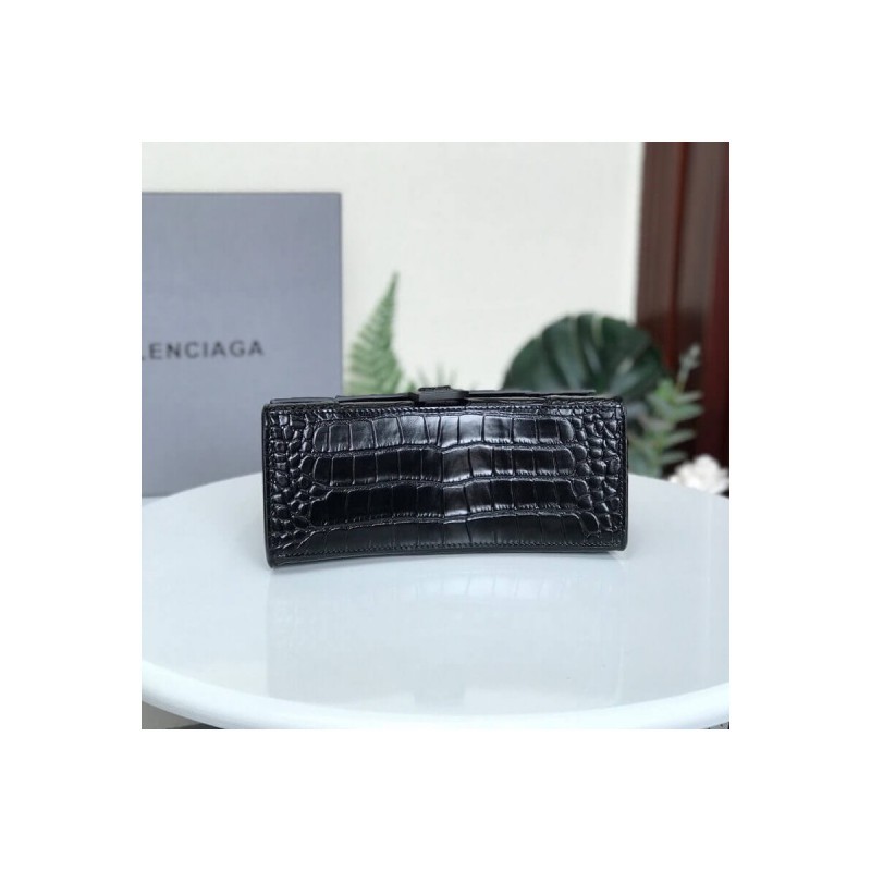 Balenciaga Hourglass S Croc-Effect Leather Tote