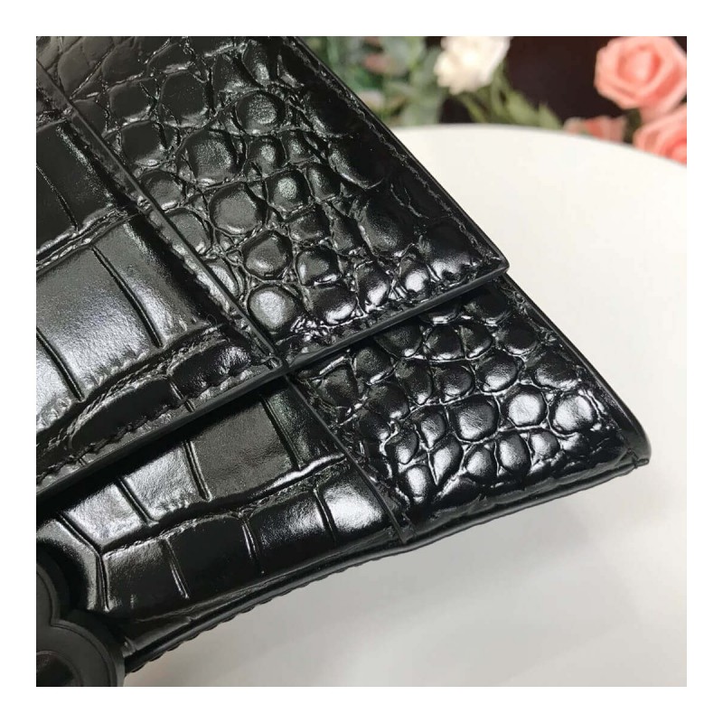 Balenciaga Hourglass S Croc-Effect Leather Tote