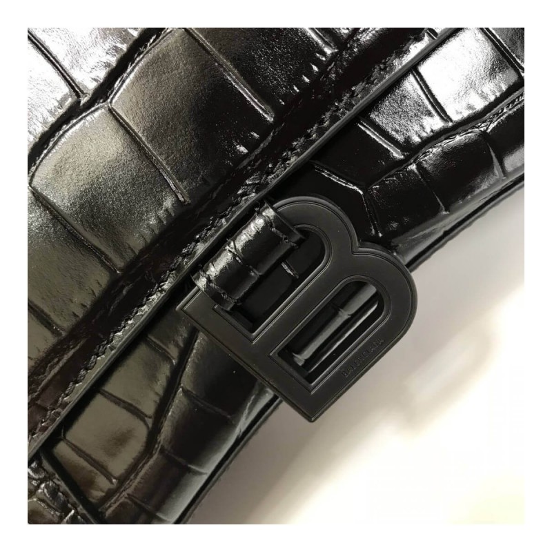 Balenciaga Hourglass S Croc-Effect Leather Tote