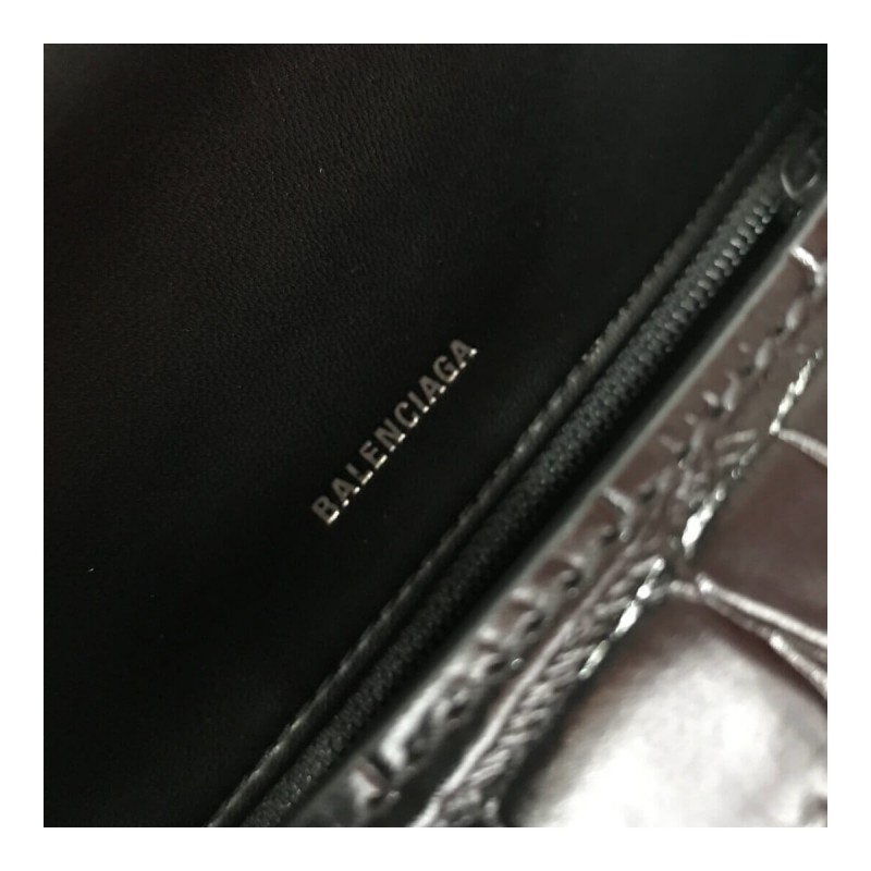 Balenciaga Hourglass S Croc-Effect Leather Tote