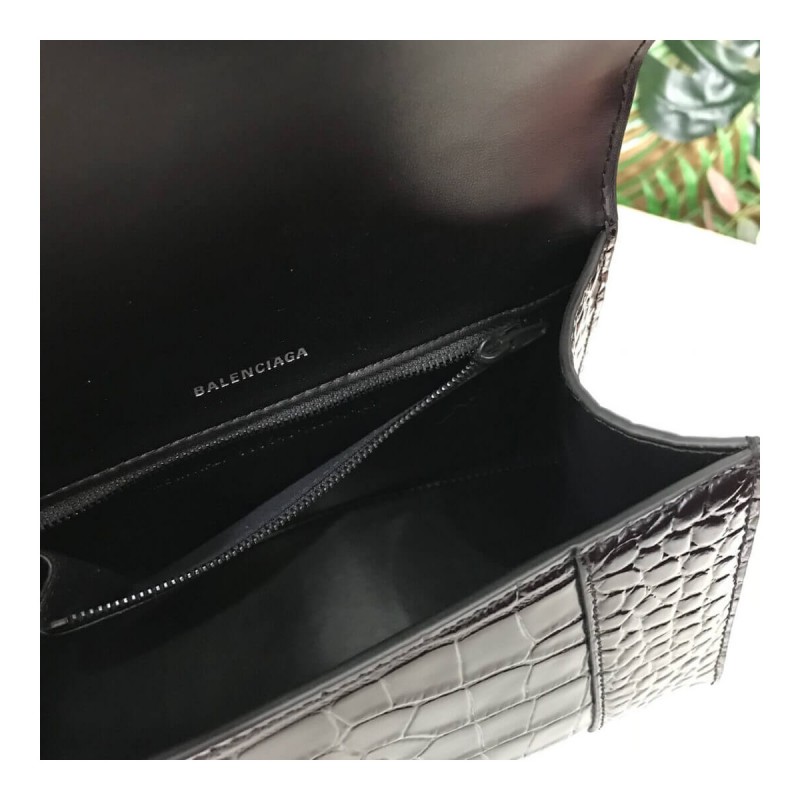 Balenciaga Hourglass S Croc-Effect Leather Tote