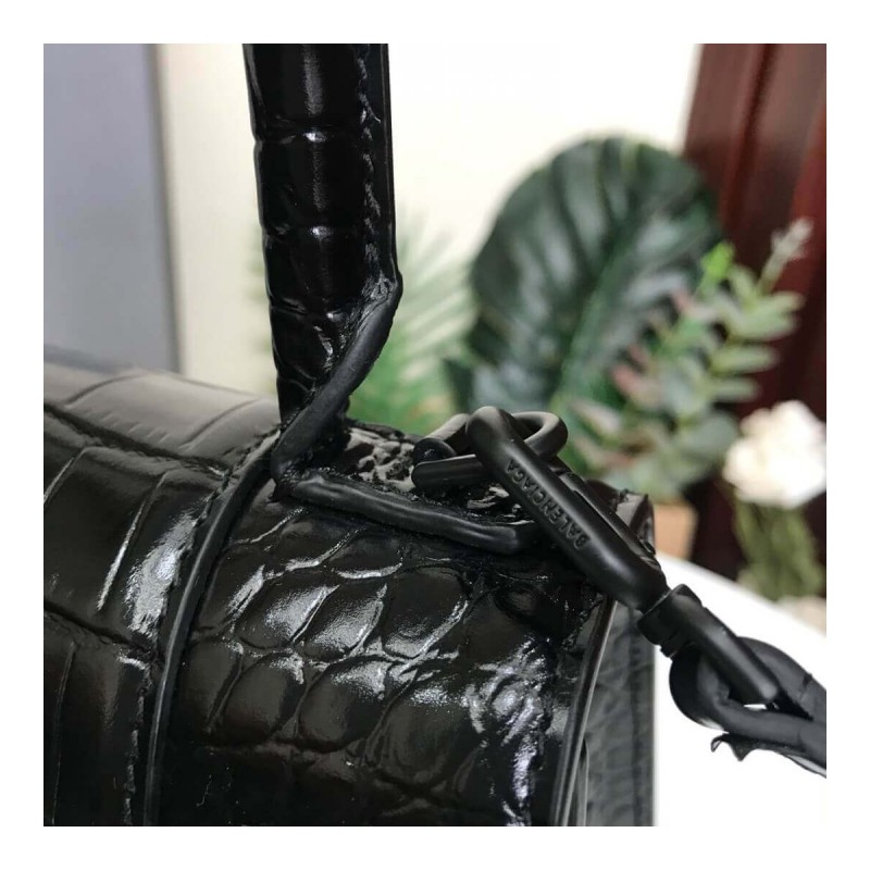 Balenciaga Hourglass S Croc-Effect Leather Tote