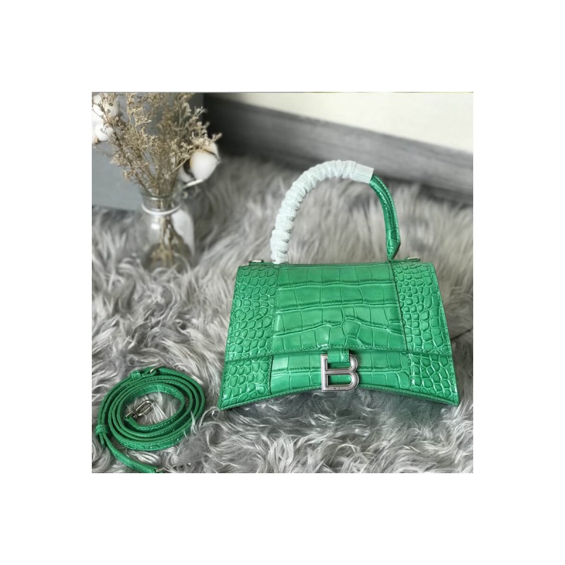 Balenciaga Hourglass S Croc-Effect Leather Tote