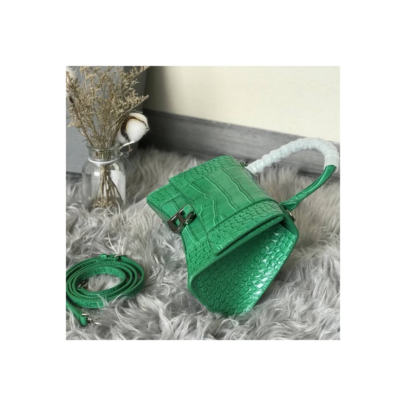 Balenciaga Hourglass S Croc-Effect Leather Tote